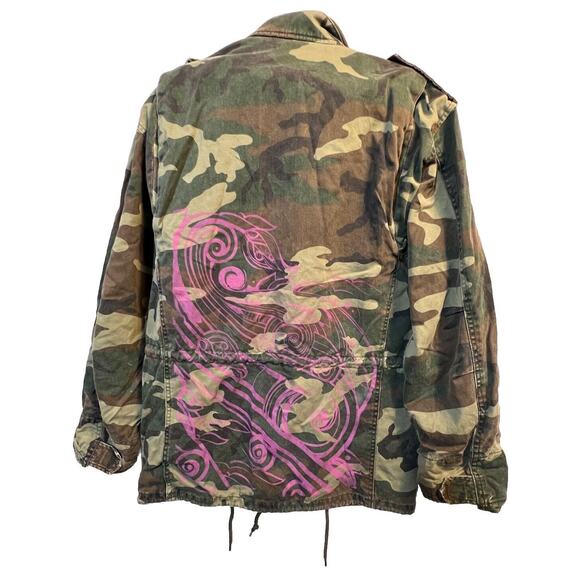 Kweenz Destroy Military Jacket Camouflage Green Size XS - Picture 2 of 11